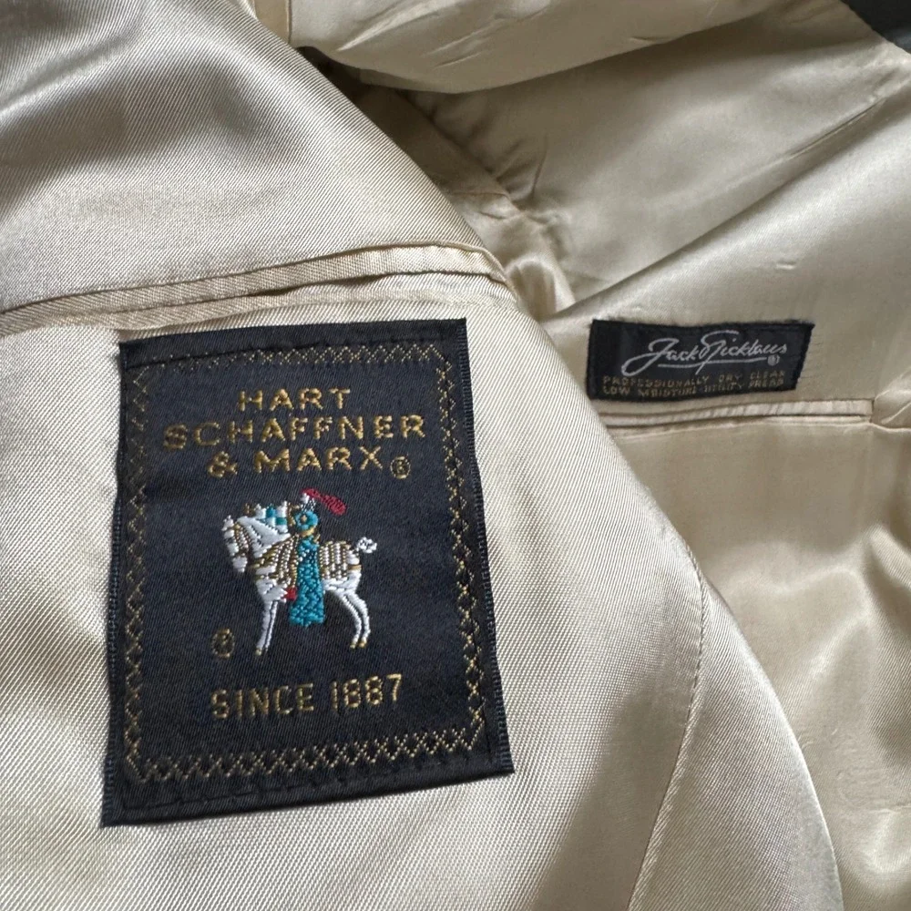 Hart‎ Schaffner Marx Jack Nicklaus Blazer Sport Coat Mens 41R Gray Gold Buttons
